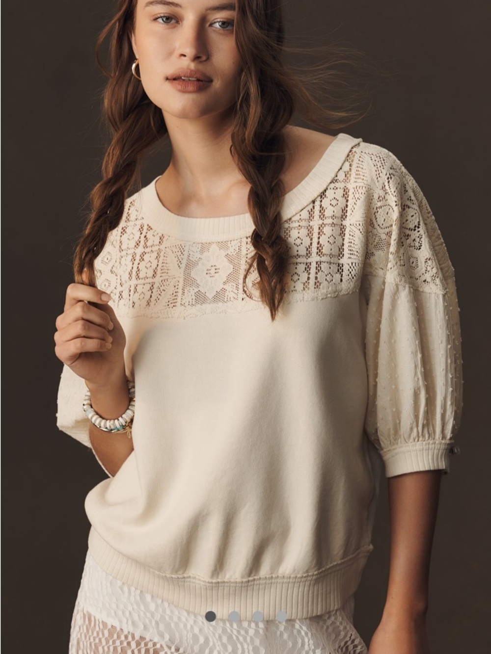 🌸Fun springtime Anthropologie Pilcro mixed fabric Pullover Top